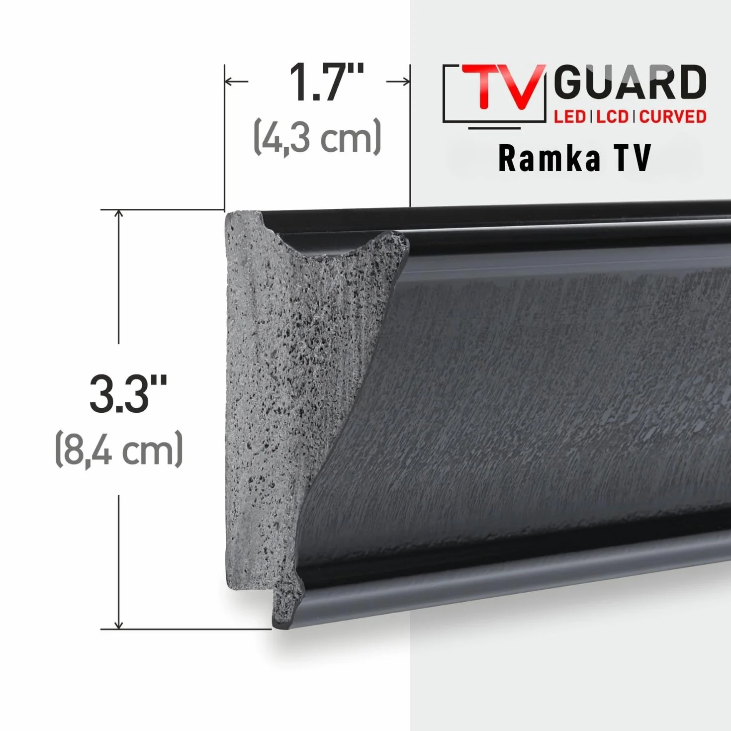 Ramka TV GUARD Frame, ramka TV kompatybilna z telewizorem Samsung The Frame – idealne dopasowanie, brak zakłóceń, kompatybilność z trybem Art (Nowoczesna czerń, 43 Inc)