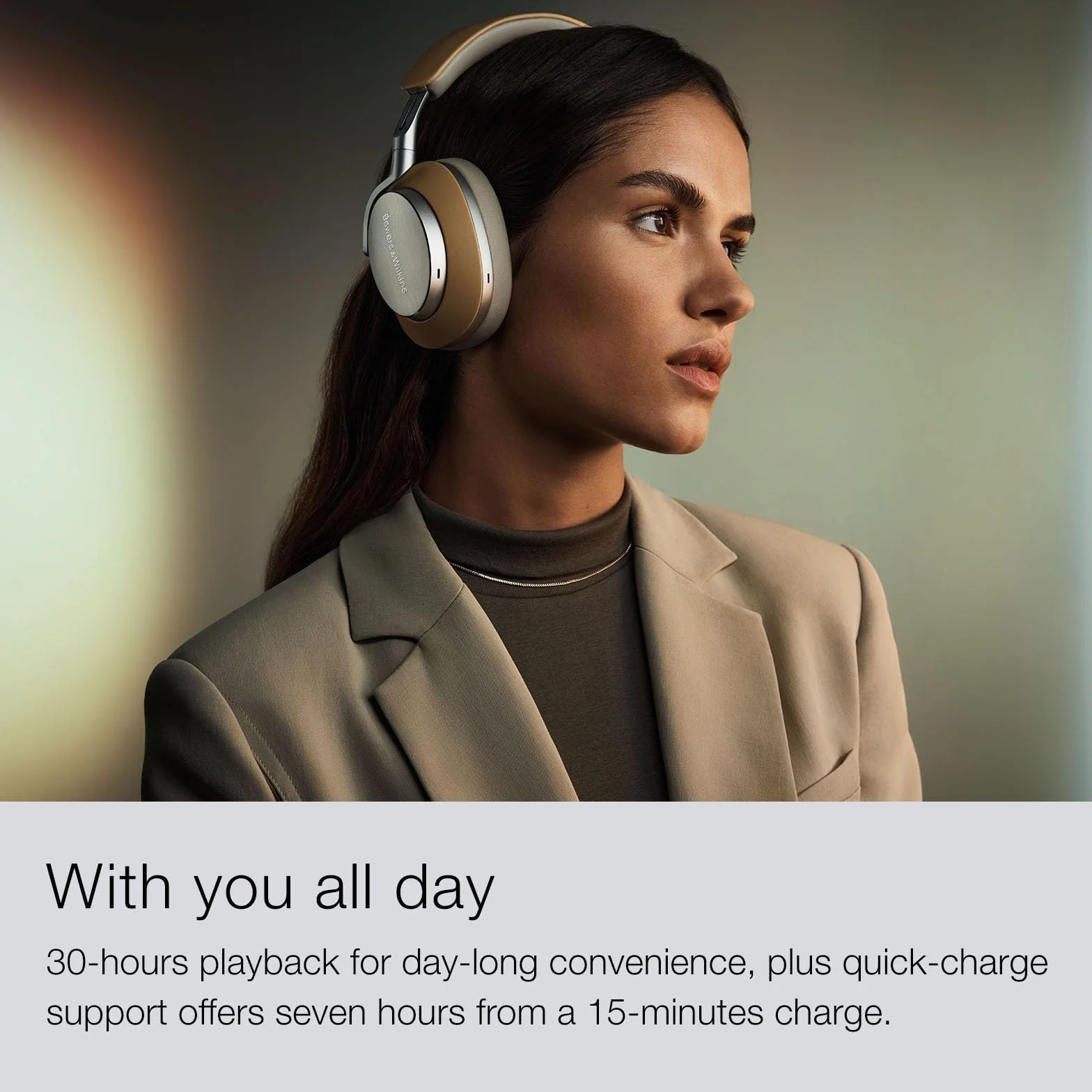 Bowers & Wilkins FP42978 PX8 bezprzewodowe słuchawki nauszne z Bluetooth i redukcją szumów, beżowe