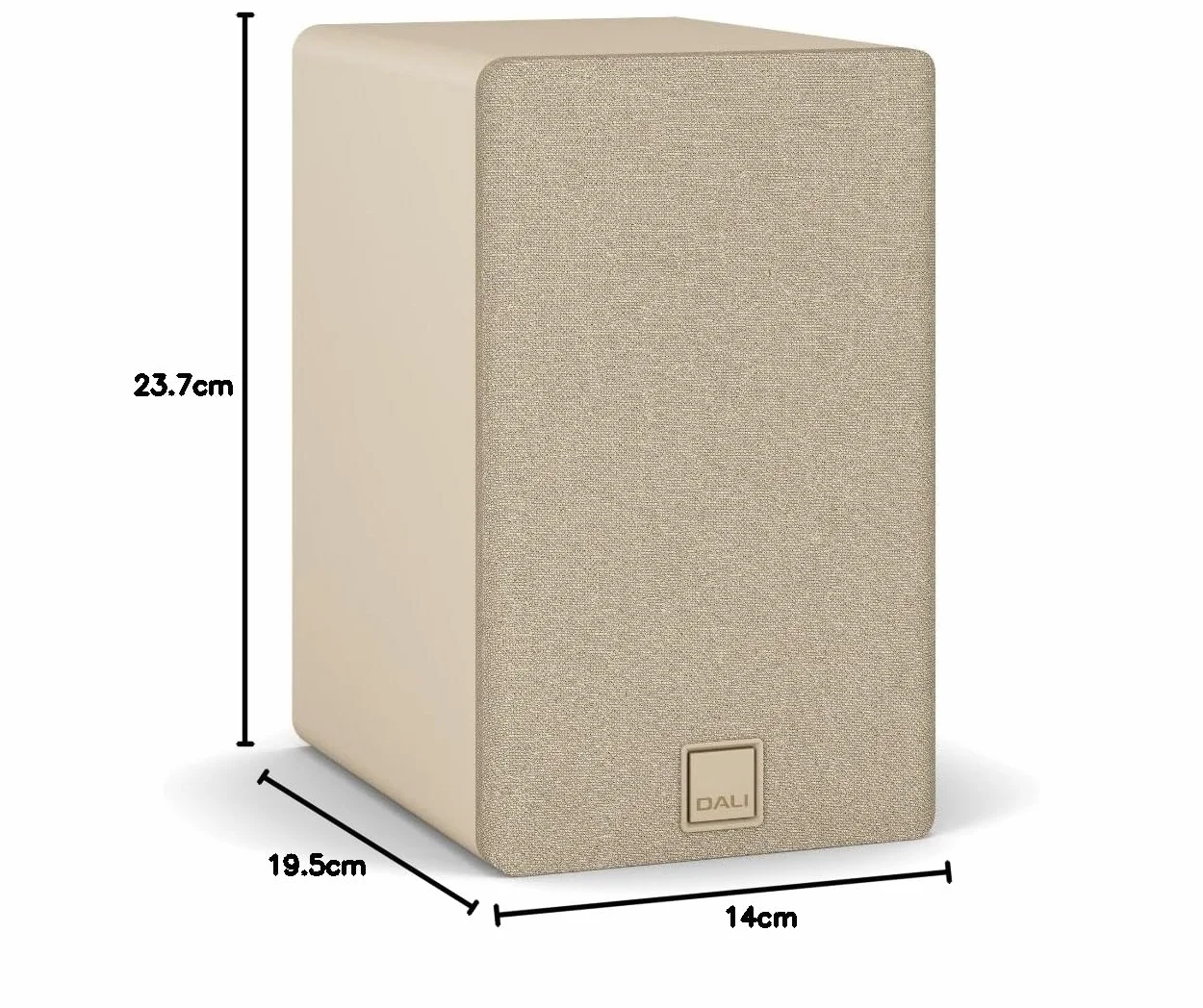 DALI KUPID Kompaktowe pasywne głośniki półkowe klasy premium, 2-drożna konstrukcja z głośnikiem niskotonowym 11.4 cm i głośnikiem wysokotonowym 2.5 cm, w zestawie uchwyt ścienny (para), karmelowa biel