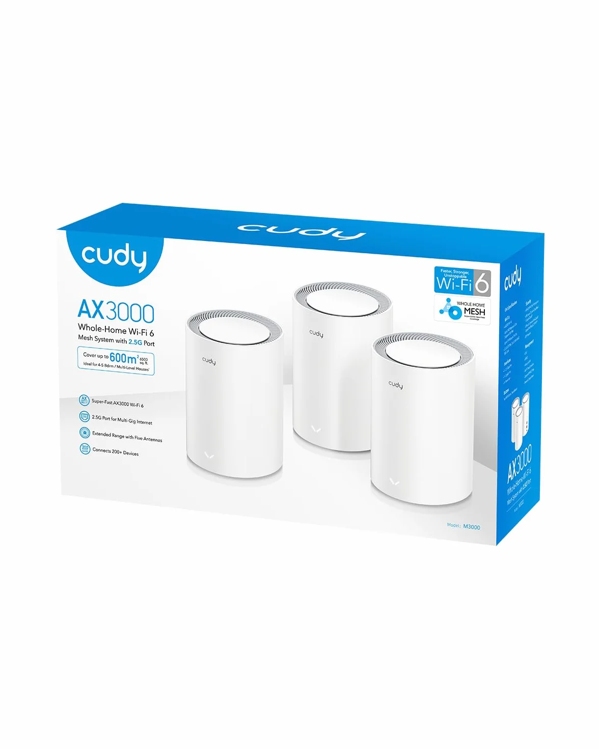 Cudy AX3000 2,5G System Siatki Wi-Fi 6, 2,5G WAN, Idealny Do Internetu 1Gig+, Wireguard, OpenVPN, Zerotier, CloudFlare, DDNS, M3000 3-Pakiet