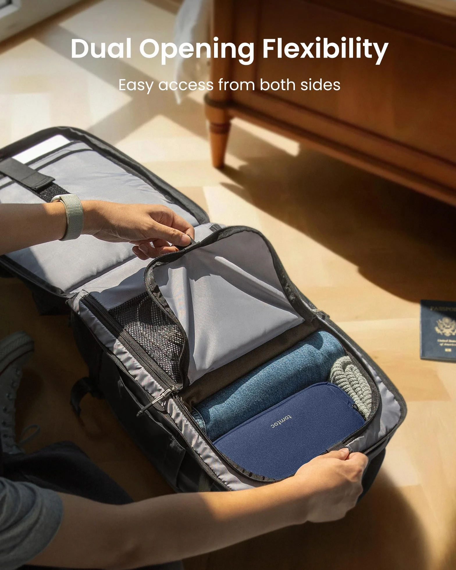 tomtoc Plecak podróżny 28 l, zatwierdzony przez TSA, do użytku w kabinie Easyjet, pod siedzeniem, 45x36x20, Ryanair, 40x20x25, bagaż podręczny, wodoodporny, lekki, biznesowy, mieści laptopa 16 cali