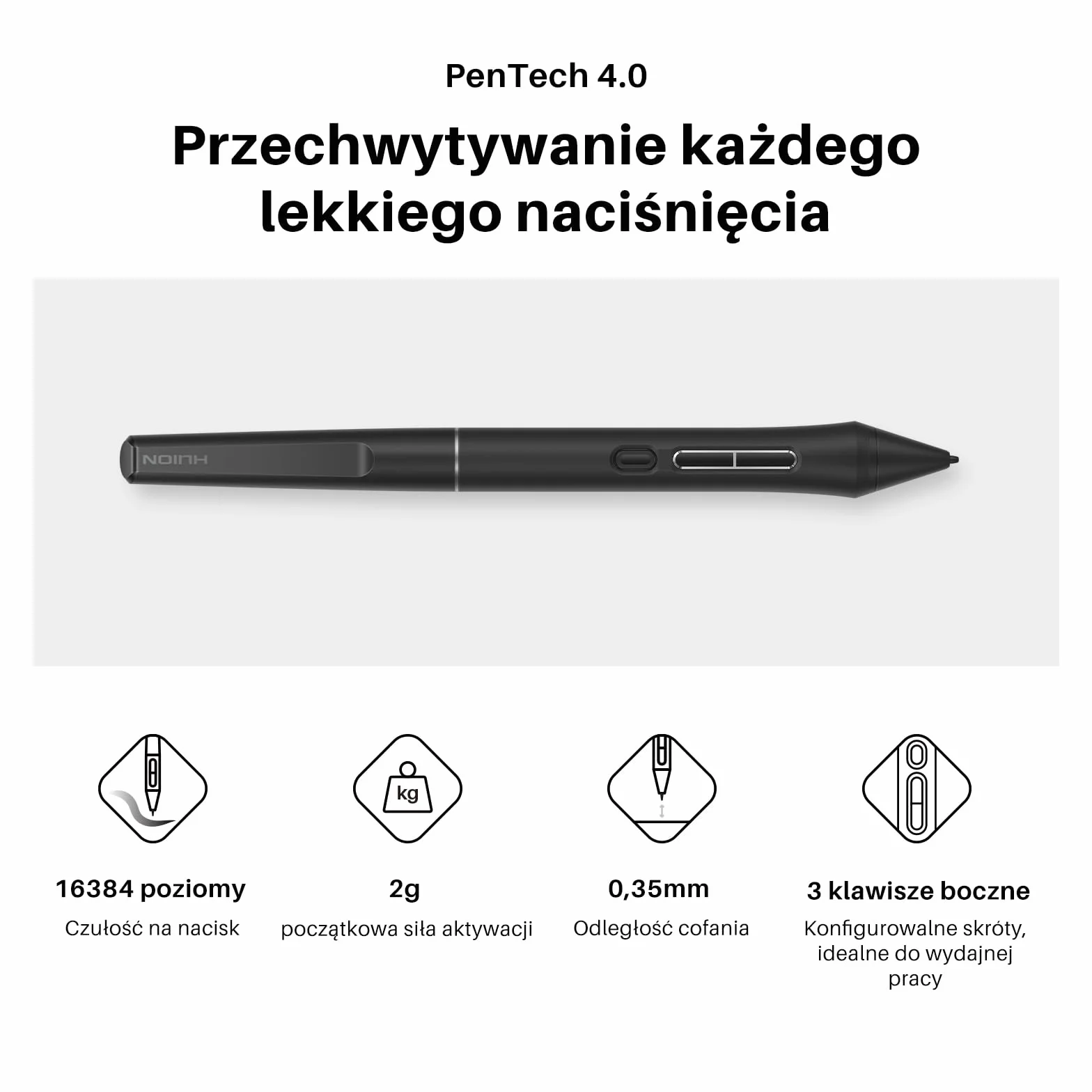 HUION Kamvas 13 (Gen 3) Tablet do rysowania ze szklanym ekranem Canvas 13,3″, pokrycie 99% sRGB, PenTech 4.0, 16384 naciski pióra, podwójne pokrętła i 5 klawiszy ekspresowych, czarny