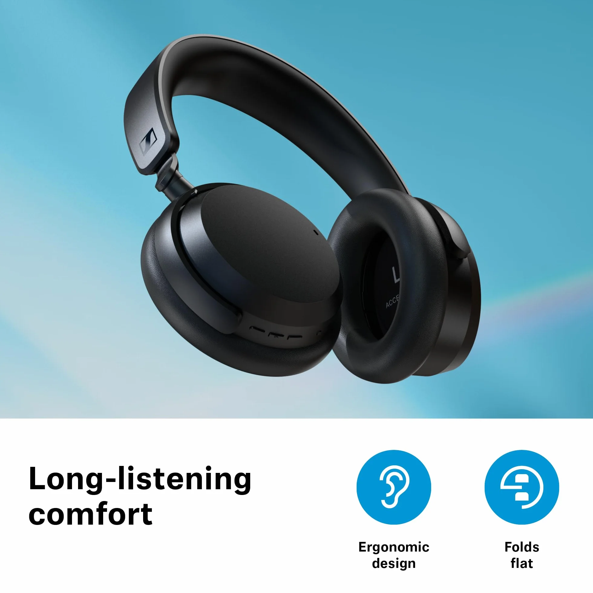 Sennheiser Accentum Słuchawki, 50 godzin żywotności baterii, dźwięk wysokiej jakości, hybrydowa redukcja szumów (ANC), czarny