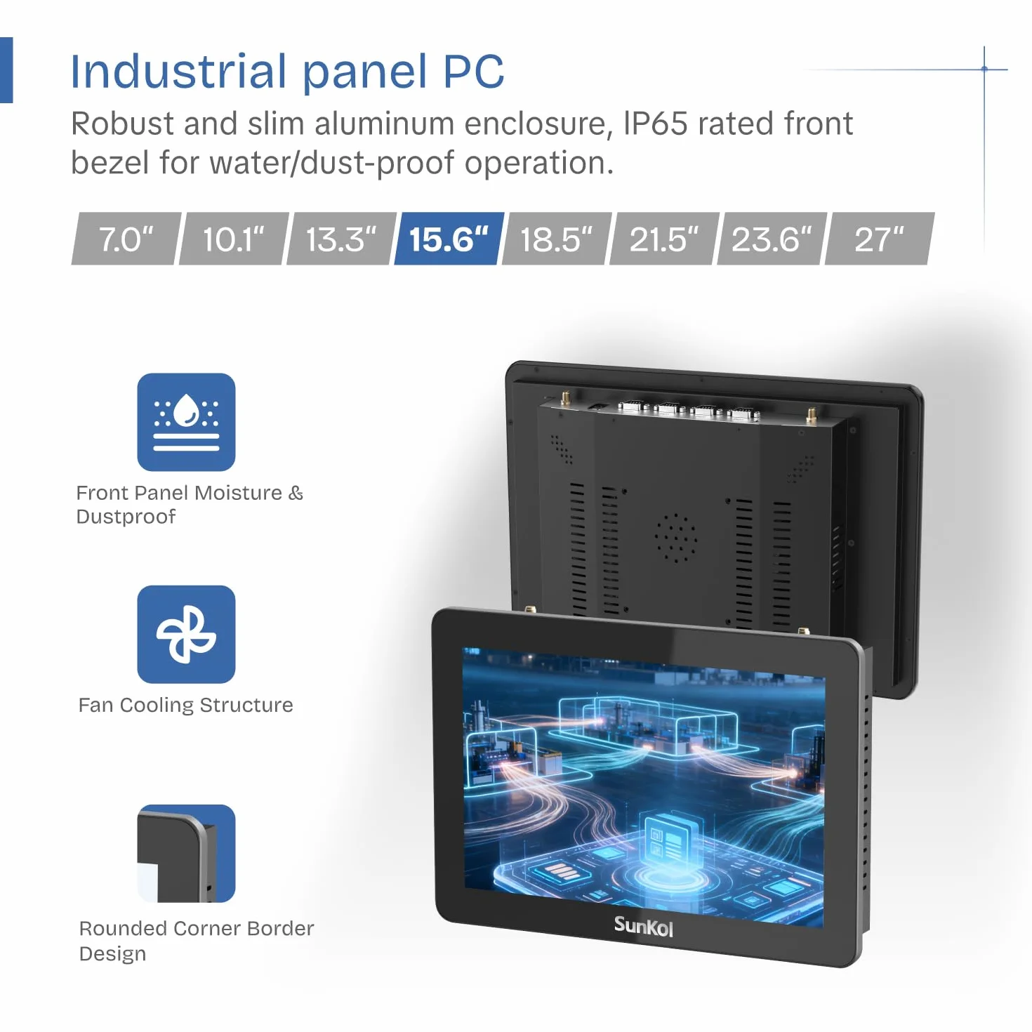 15,6" dotykowy panel PC industrialny i5-3210M 2xUSB 3.0 HDMI VGA 2xRS232 2xLAN