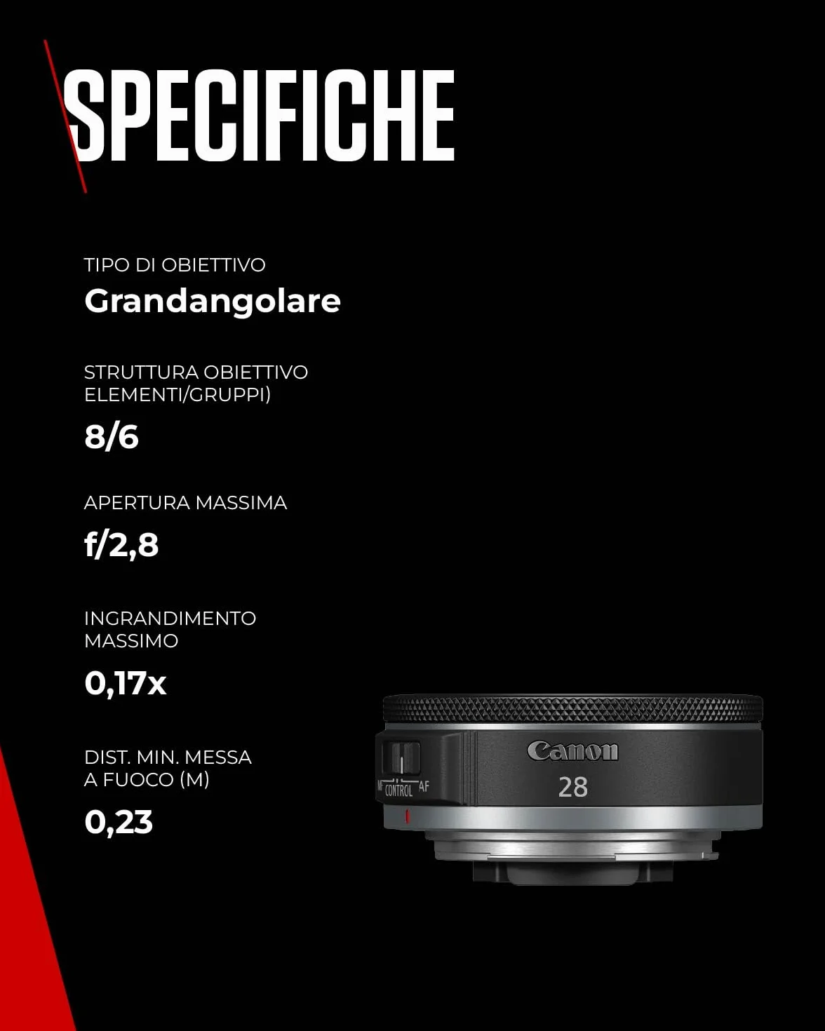Canon Szerokokątny obiektyw RF 28 mm F2.8 STM z powłoką Super Spectra (czarny)