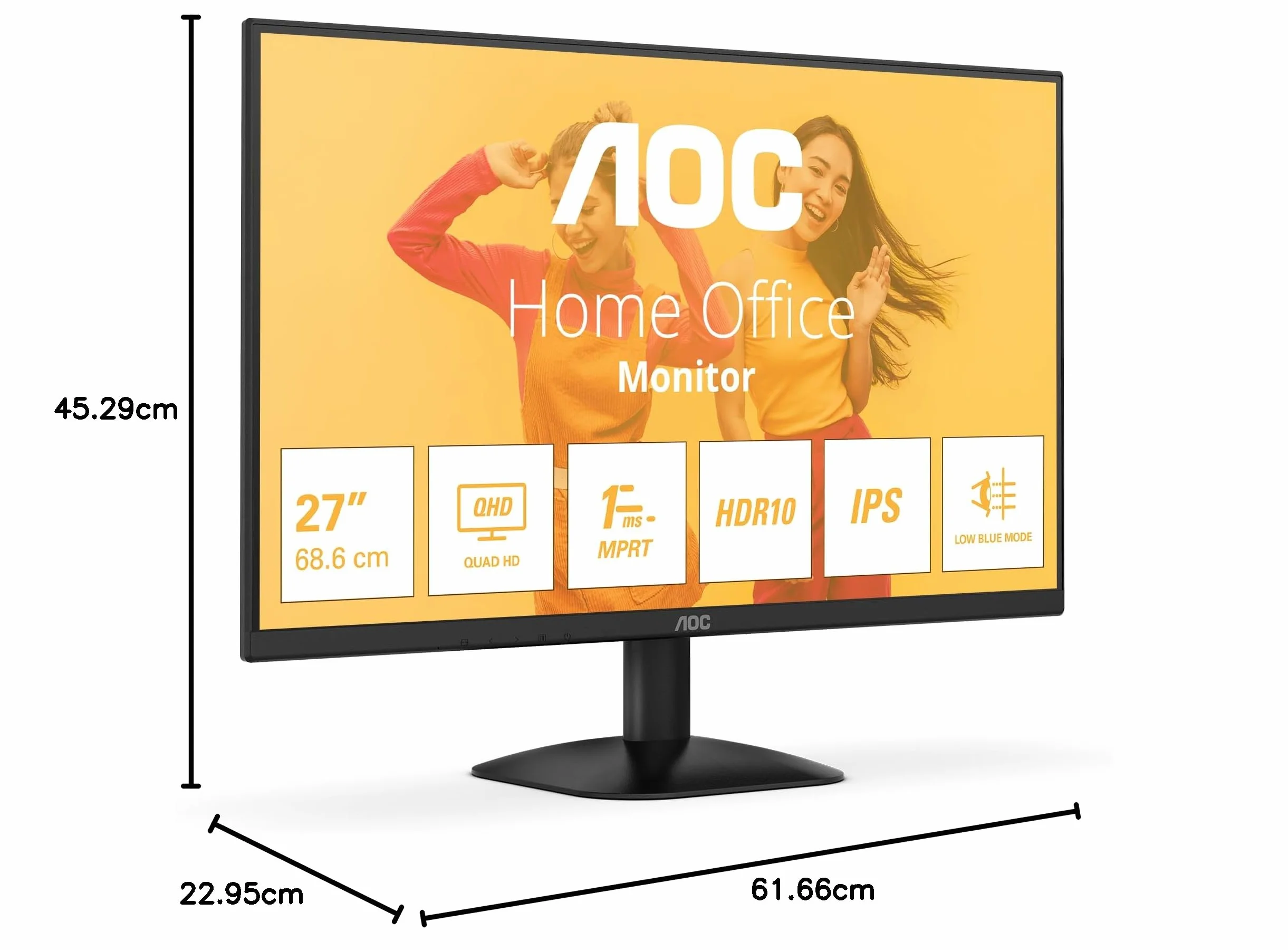AOC Q27B35E 27-calowy monitor QHD, 75 Hz, IPS, 1 ms MPRT, adaptacyjna synchronizacja, HDR10 (2560 x 1440, HDMI 1 x 1.4, DP 1 x 1.4), czarny