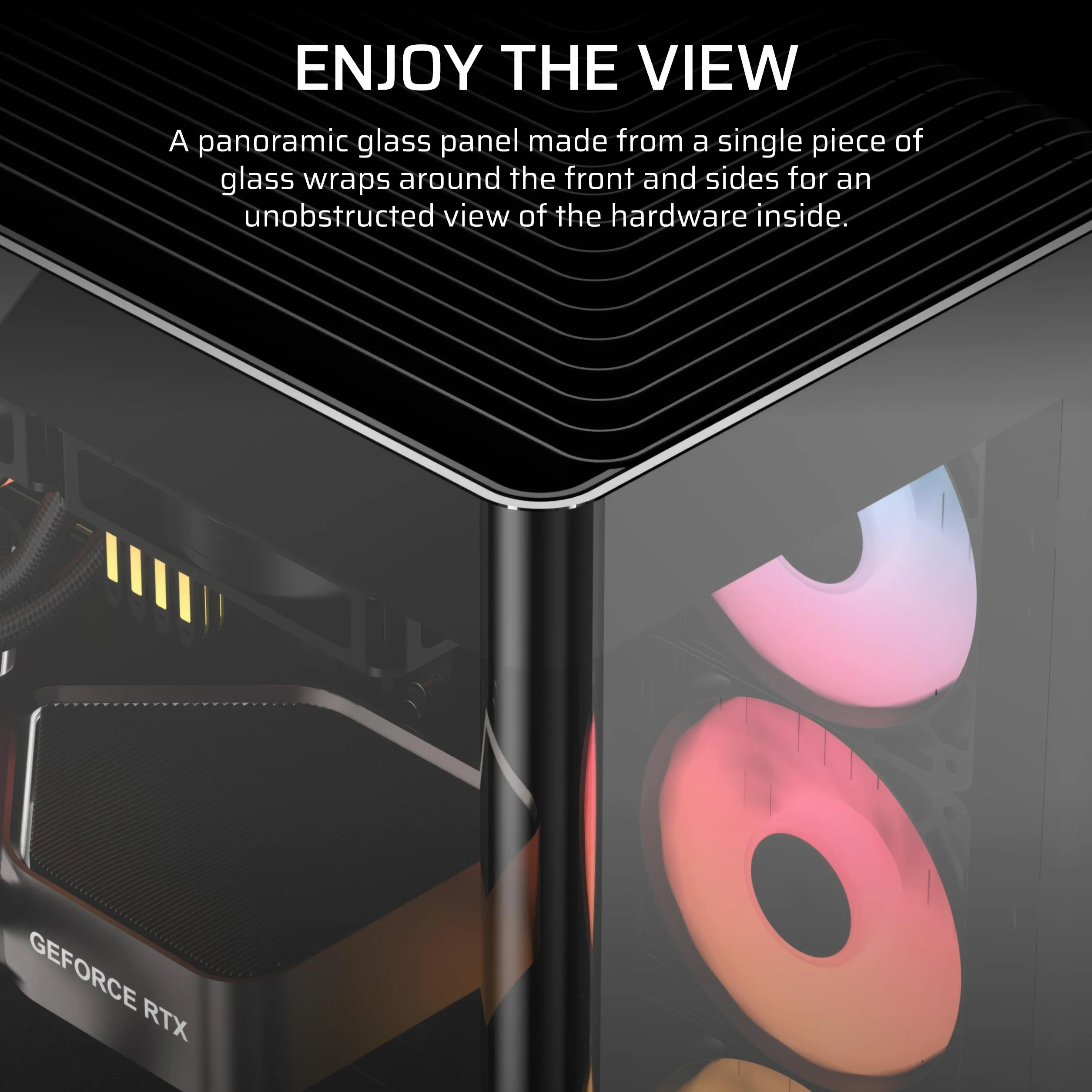 CORSAIR FRAME 4500X RS-R ARGB Panoramiczna szklana obudowa PC Mid-Tower - system montażu InfiniRail, pasuje do podwójnych grzejników 360 mm, GPU Anti-Sag, 3 x wentylatory RS120R w zestawie - czarna