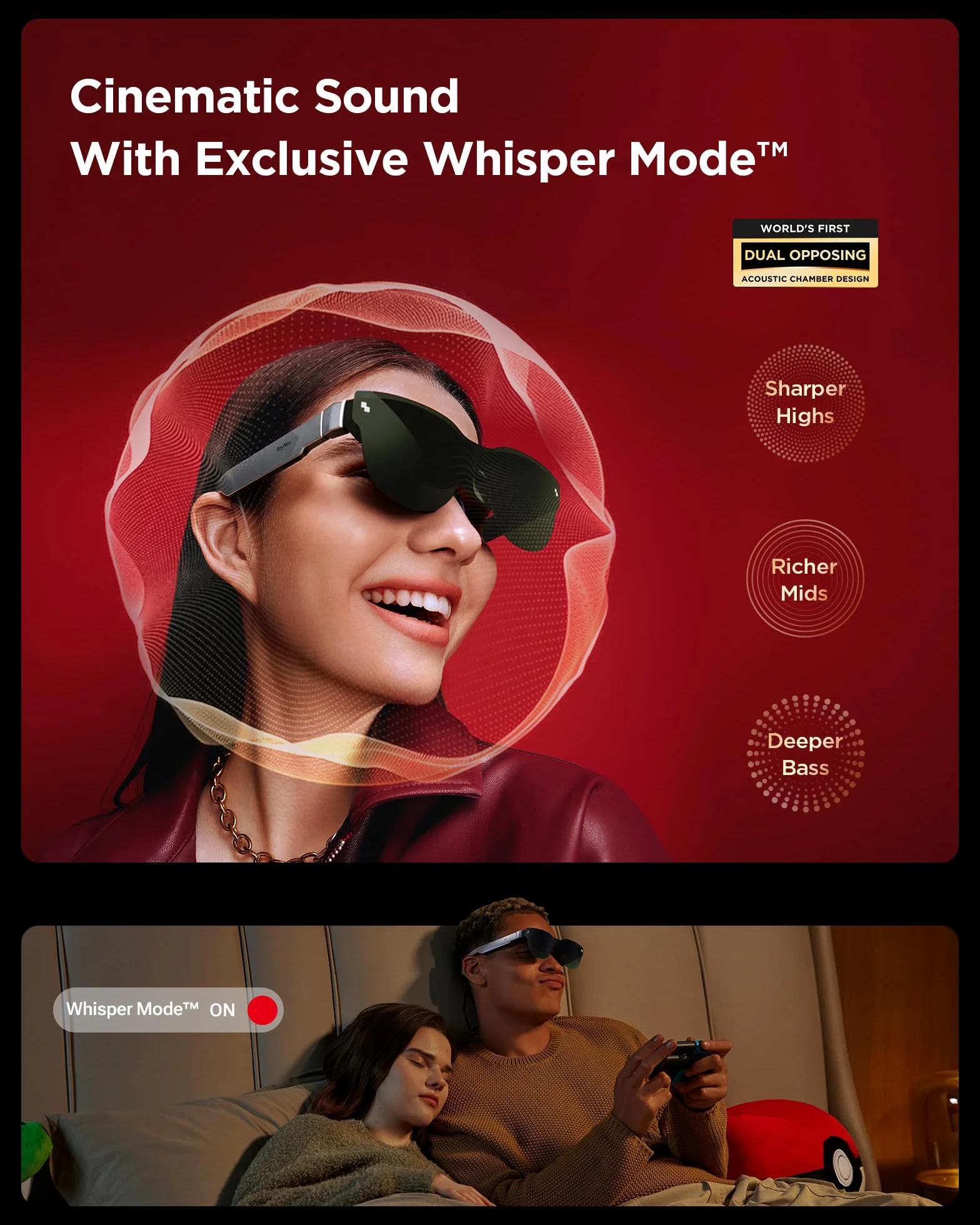 RayNeo Air 3s Okulary AR/XR, 201" 120Hz FHD Wyświetlacz HueView, Przenośne Okulary Wideo AR do Gier dla iPhone 16/15, Android, Mac, PS5, Steam Deck - Przenośne Kino Nowej Generacji