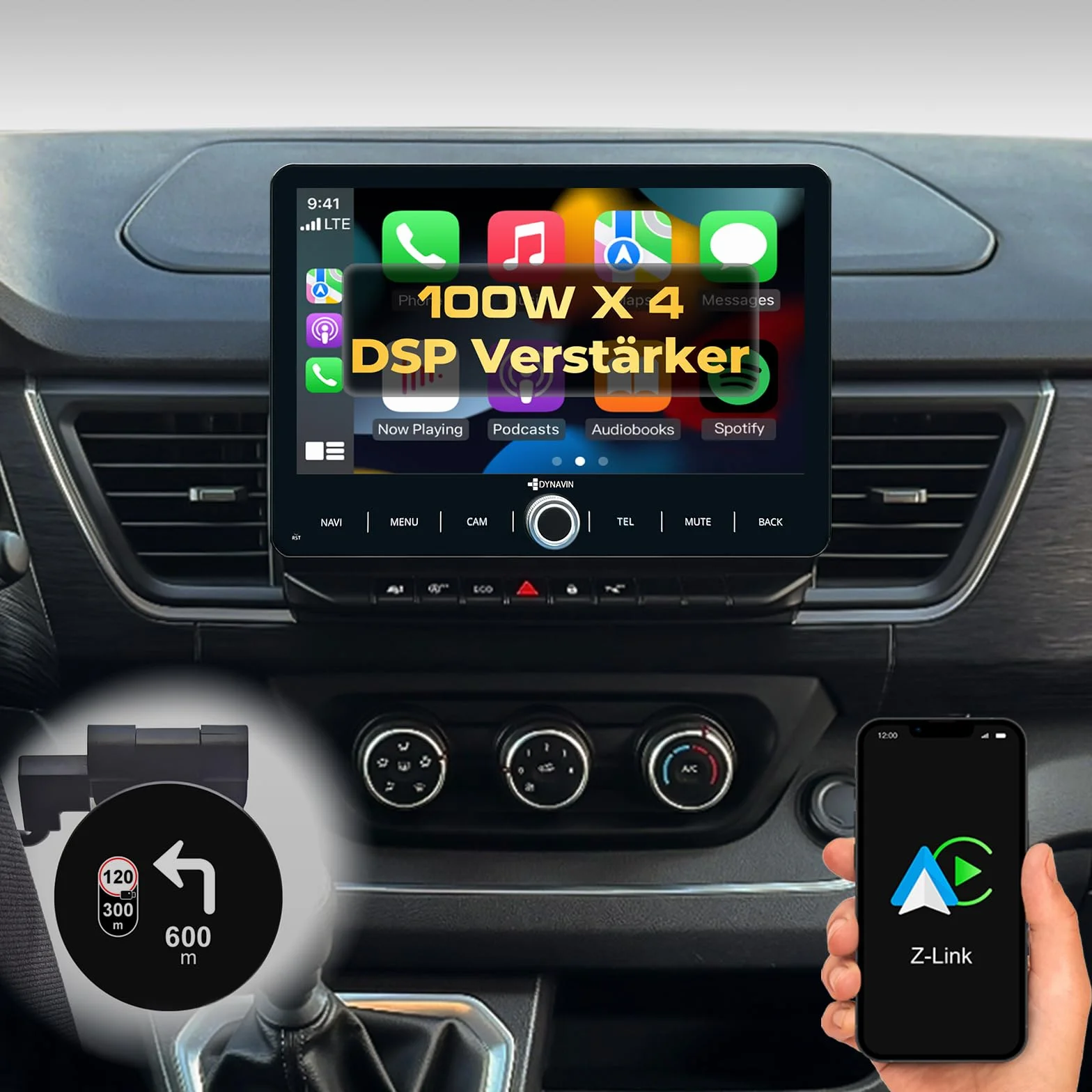 DYNAVIN Radio samochodowe z systemem Android do Renault Trafic Kangoo od 2021, radio 10,1 cala z bezprzewodowym Carplay i Android Auto | wyświetlacz Head-up | w zestawie DAB+: D9-KG21 Premium Flex