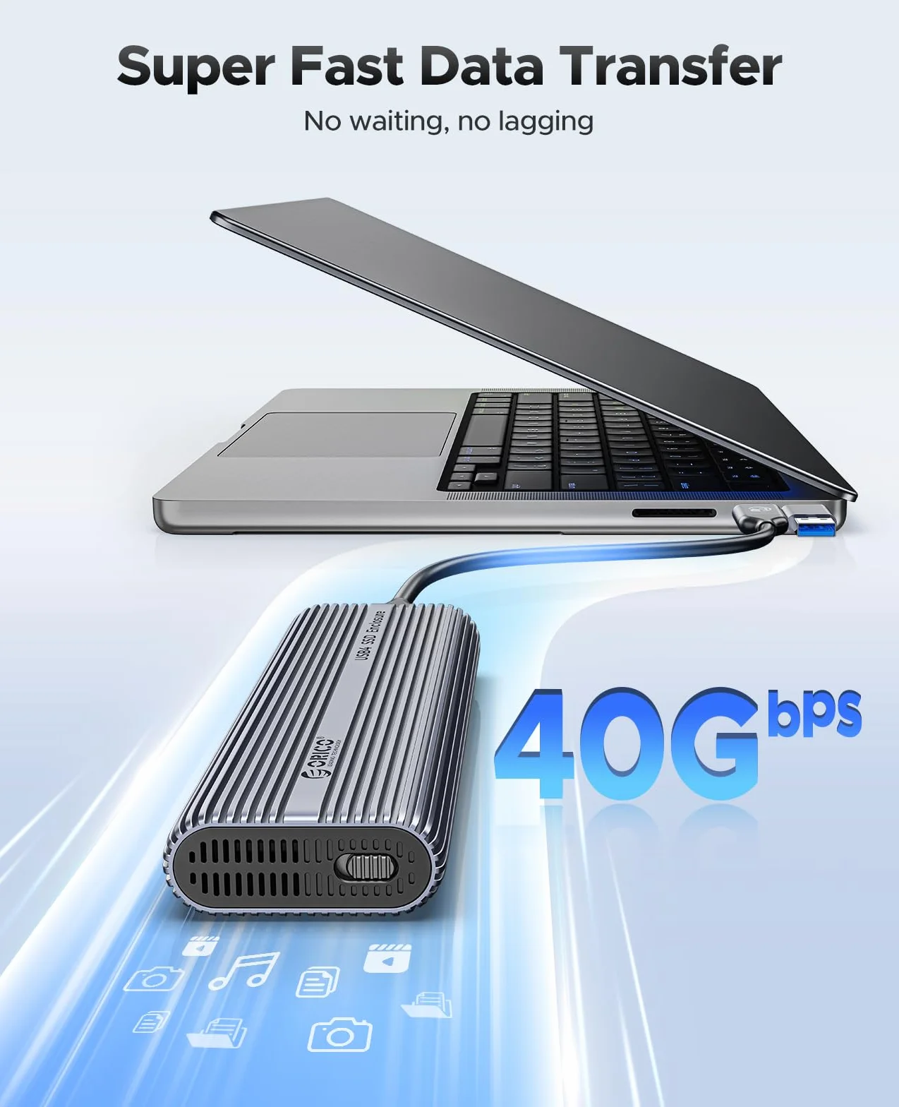 ORICO Obudowa SSD M.2 NVMe 40Gbps USB4, instalacja bez narzędzi, wewnętrzna obudowa SSD NVMe do Thunderbolt 4/3, USB 3.2/3.1/3.0/2.0, do 3500MB/s, chłodzenie aluminium - ACOM2