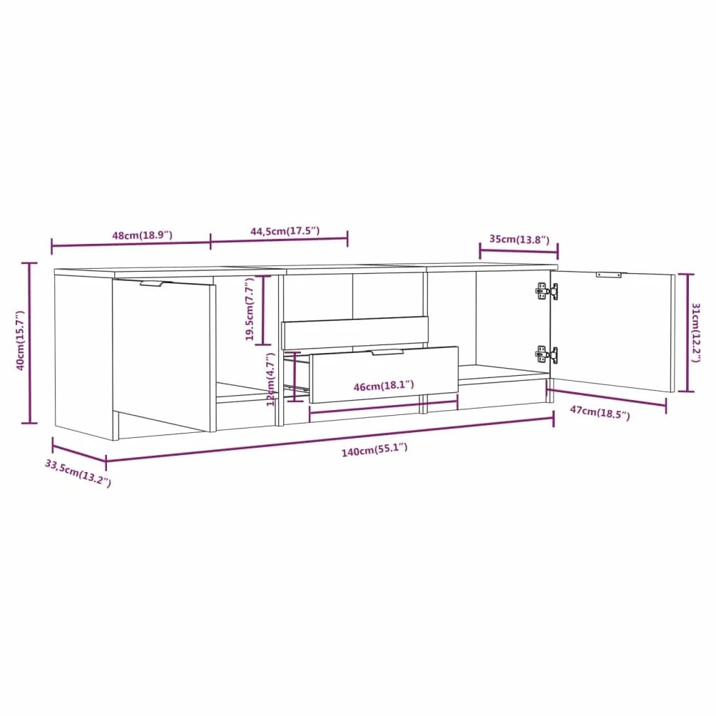 vidaXL Szafka RTV Biała 140x35x40 cm Drewno inżynieryjne