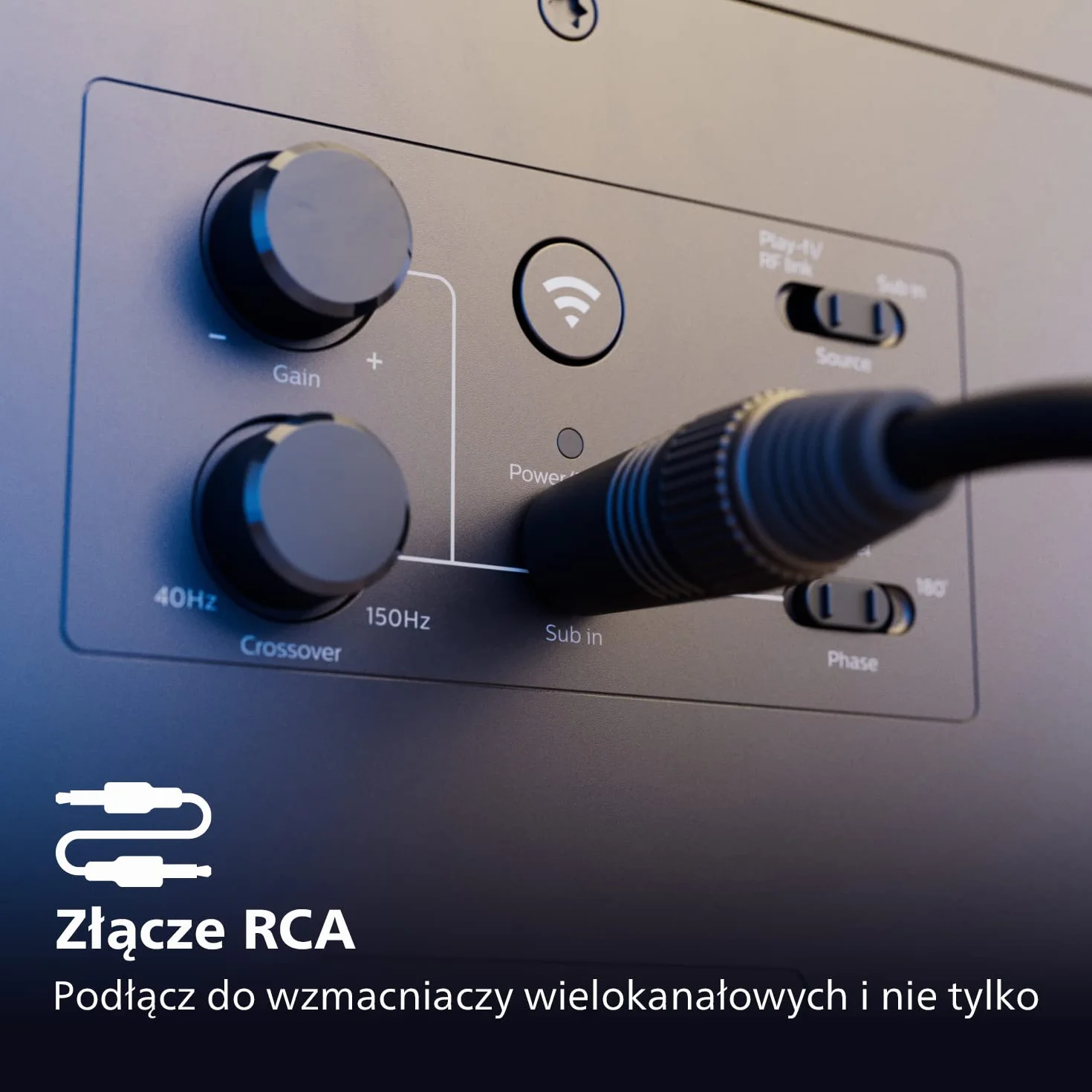Philips FW1 | Bezprzewodowy Subwoofer | Cinematic Sound | Głębokie basy | Piękne Wzornictwo | moc wyjściowa 420 W | Czarny