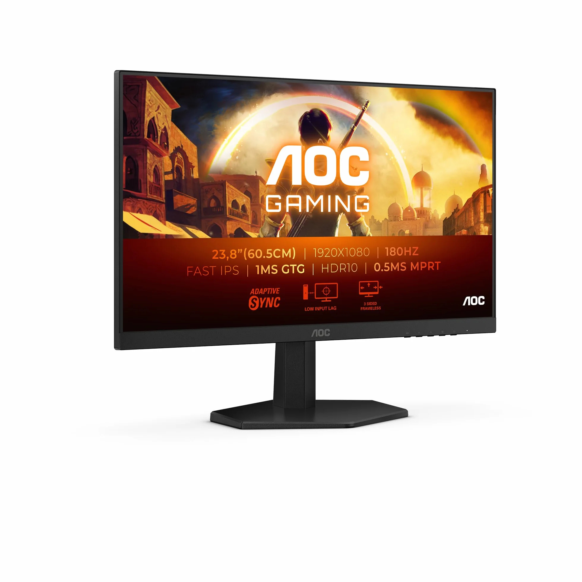 AOC Gaming 24G42E - 24-calowy monitor Full HD, 180 Hz, 1 ms, FreeSync Prem, G-Sync comp, HDR10 (1920 x 1080, 1 x HDMI 2.0, 1 x DisplayPort 1.4), czarny