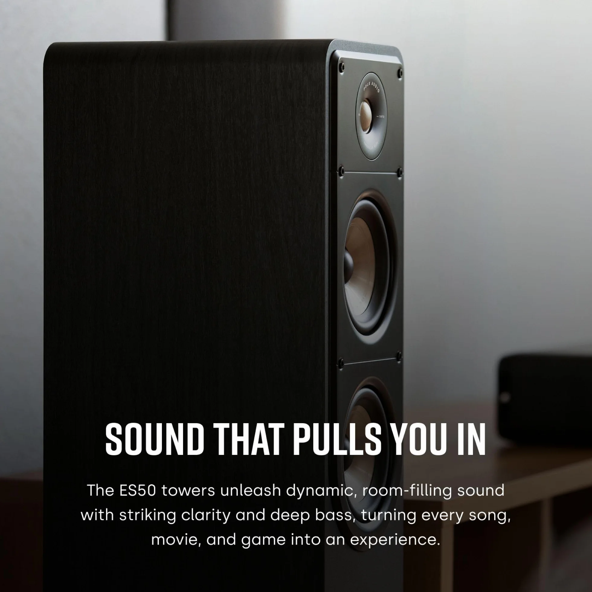 Polk Audio Signature Elite ES50 wysokiej rozdzielczości głośnik HiFi do kina domowego, certyfikat Hi-Res, kompatybilny z Dolby Atmos i DTS:X (sztuk), czarny