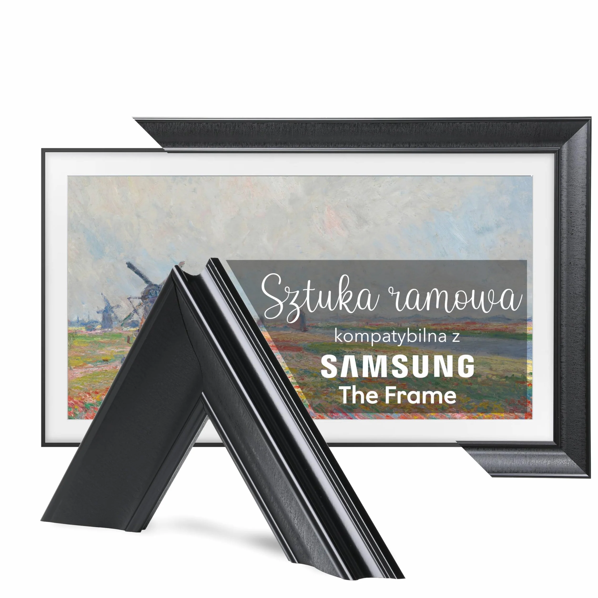 Ramka TV GUARD Frame, ramka TV kompatybilna z telewizorem Samsung The Frame – idealne dopasowanie, brak zakłóceń, kompatybilność z trybem Art (Nowoczesna czerń, 43 Inc)