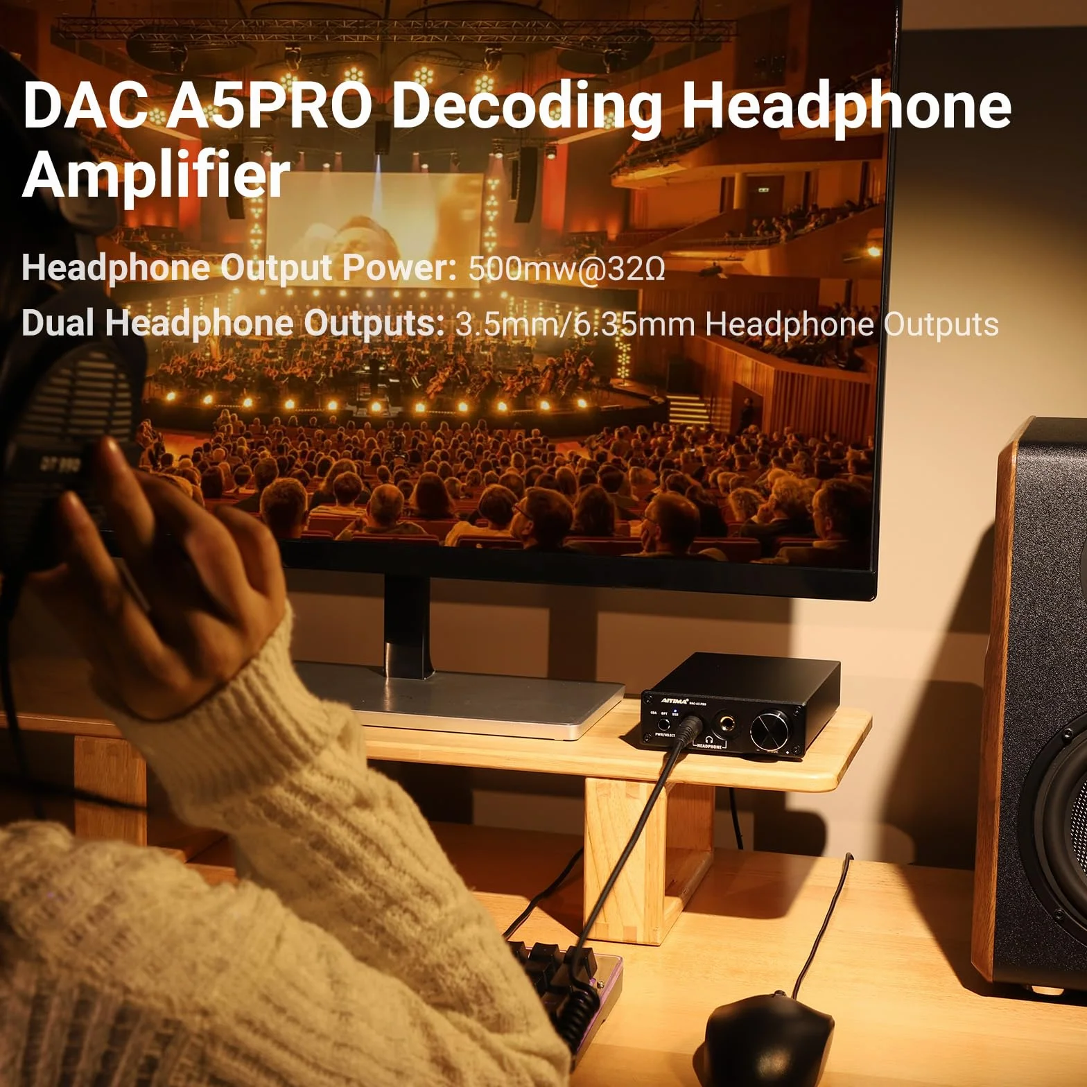 AIYIMA DAC A5 Pro Mini wzmacniacz słuchawkowy HIFI USB dekoder DAC Audio 24BIT 192KHz Mini dekoder stereo z DC12V