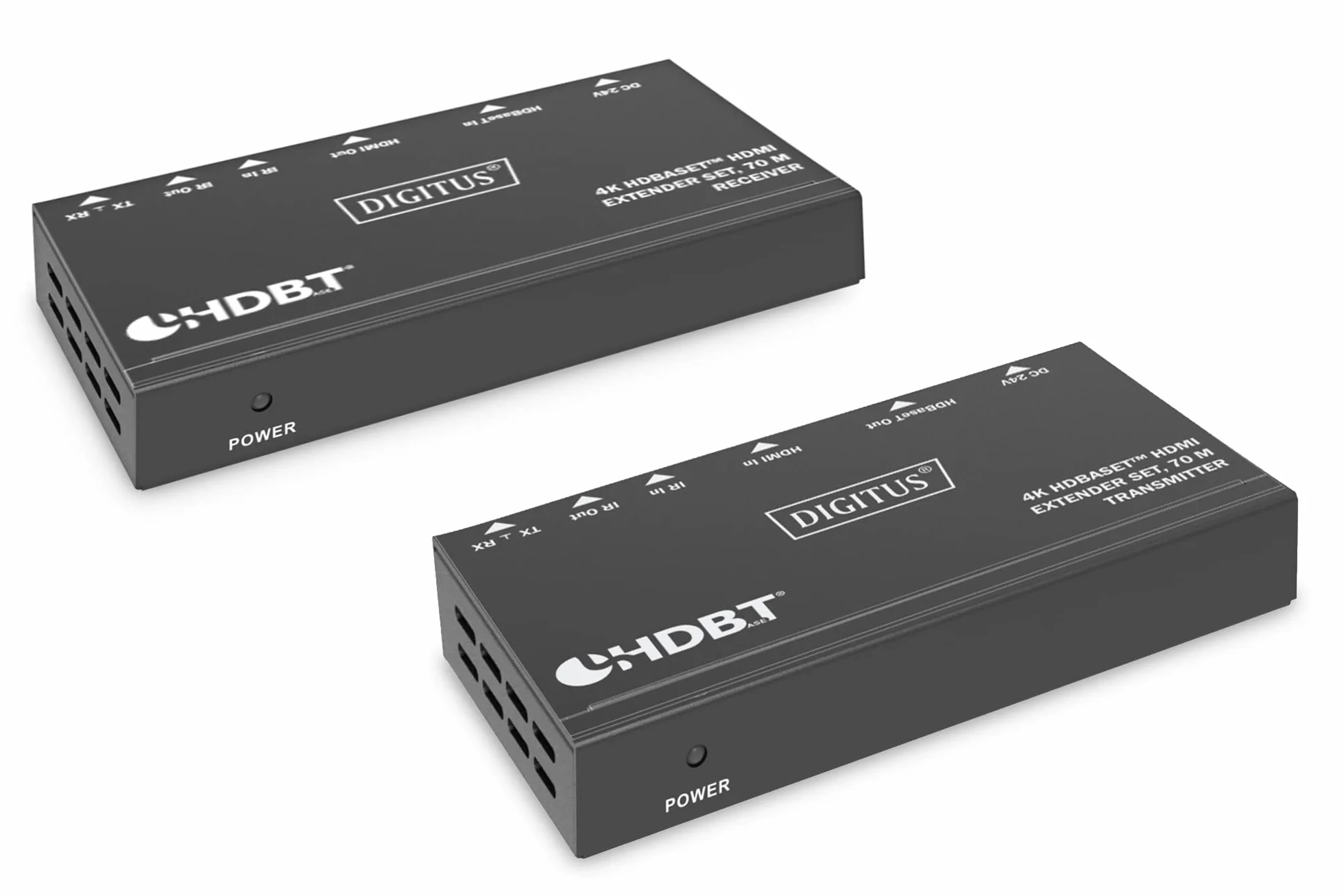 DIGITUS Przedłużacz HDMI - 4k/30Hz - Nadajnik i odbiornik - HDBaseT 1.0 - HDMI 1.4b - Zasięg do 70m - Kabel krosowy Cat 6 lub wyższy