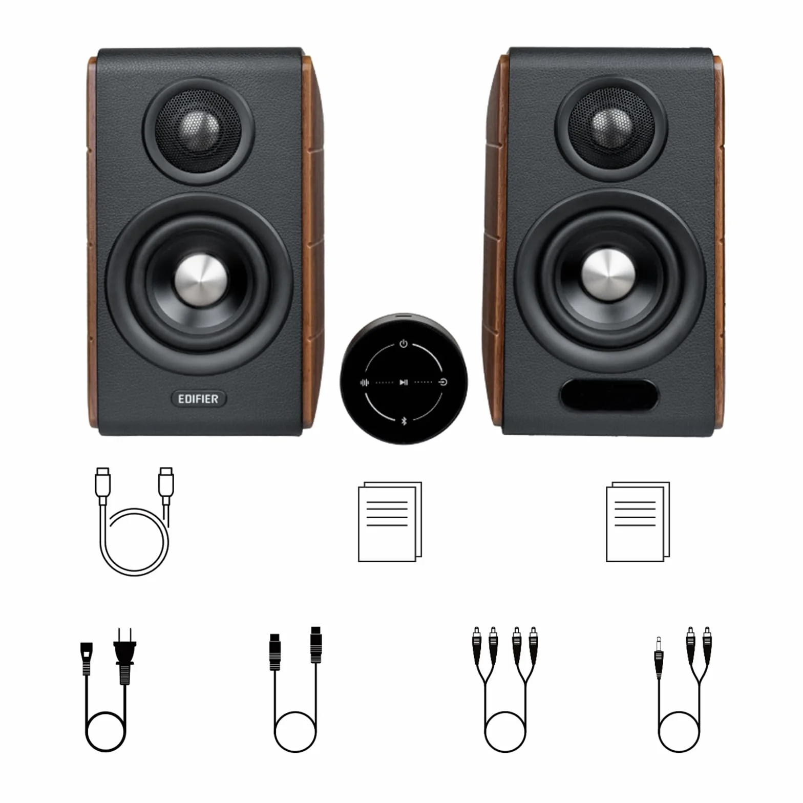 Edifier S880DB MKII aktywne głośniki Hi-Fi | Hi-Res Audio Wireless LDAC | 88 W pełni cyfrowy DSP | elegancka drewniana obudowa | RCA, optyczny, koax, USB-C i sub-out, pilot zdalnego sterowania 2,4 GHz