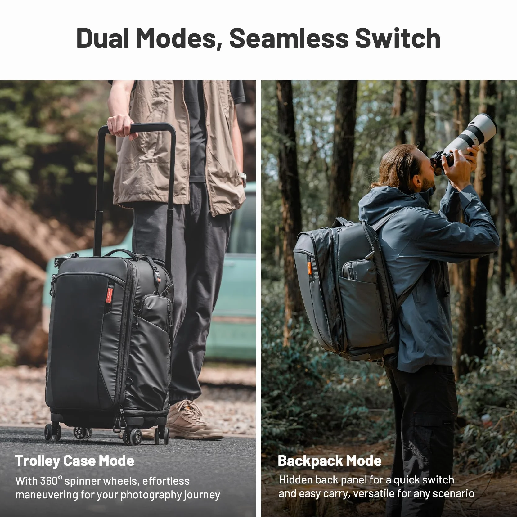 PGYTECH Plecak fotograficzny 2 w 1 z kółkami, DSLR/SLR/bezlusterkowiec/statyw, plecak-trolley do podróży dla fotografów, z ochroną przed deszczem, kompatybilny z laptopem 17", Canon, Nikon, Sony