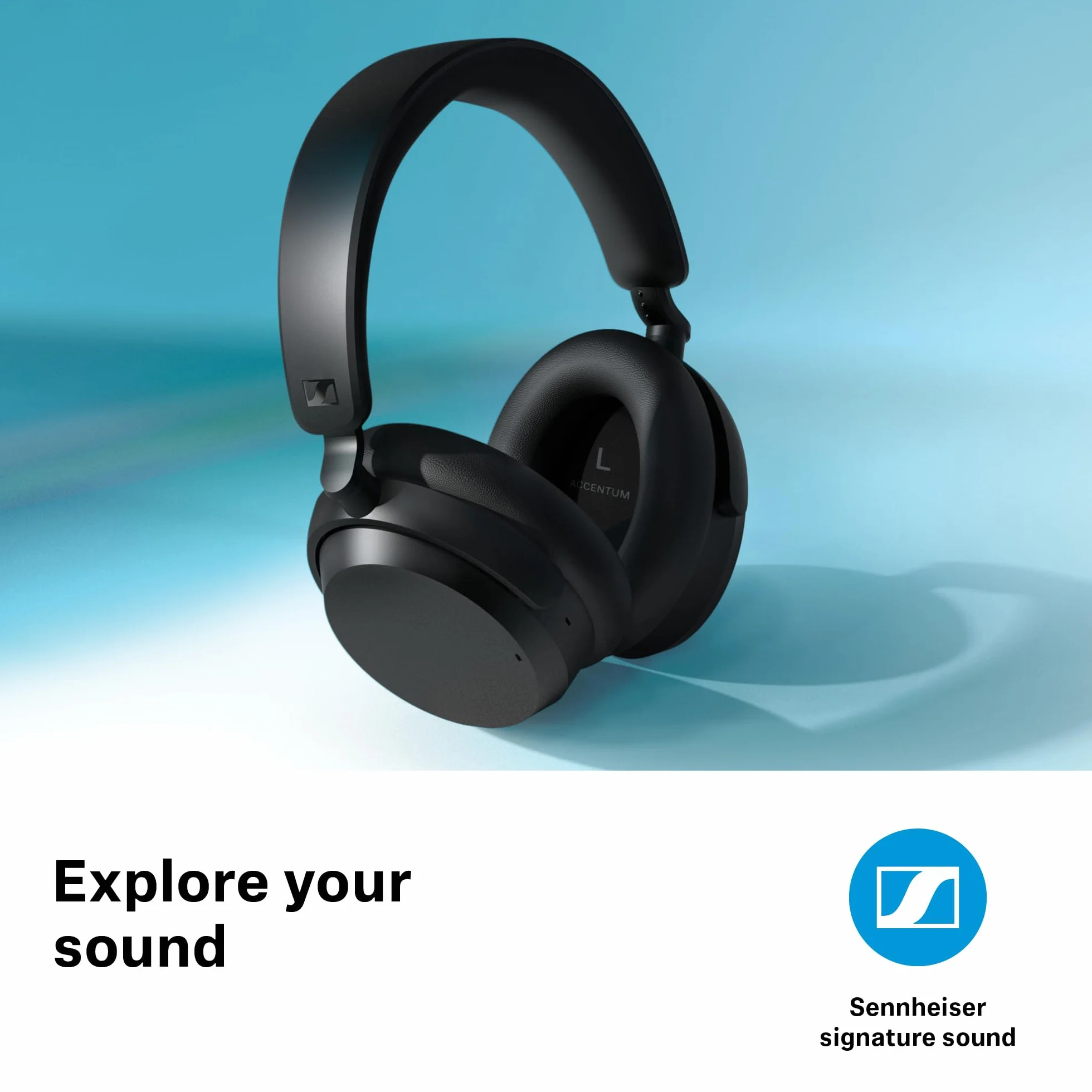 Sennheiser Accentum Słuchawki, 50 godzin żywotności baterii, dźwięk wysokiej jakości, hybrydowa redukcja szumów (ANC), czarny