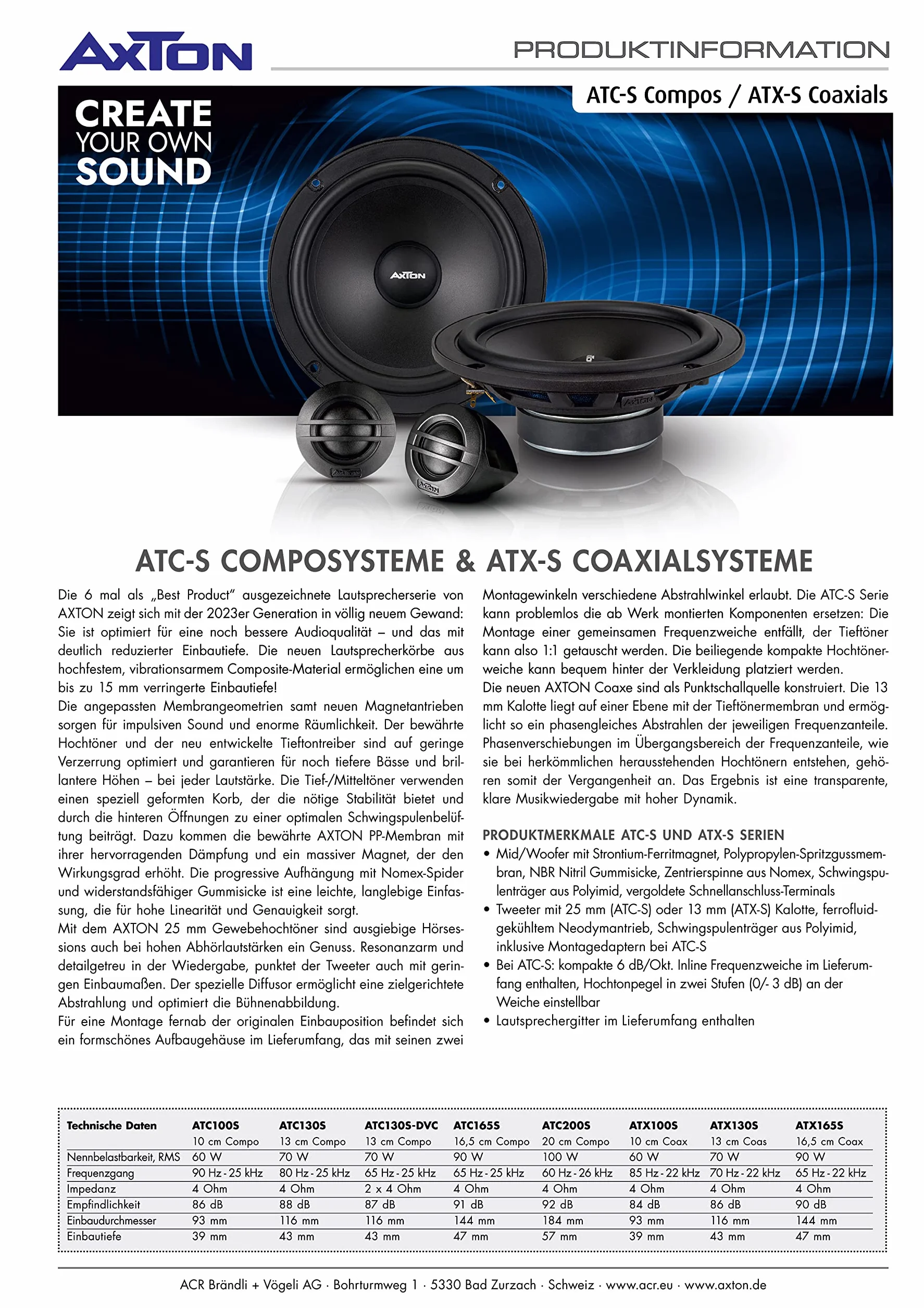 Axton ATC100S | 10 cm 2-Wege Lautsprecher Kompo System