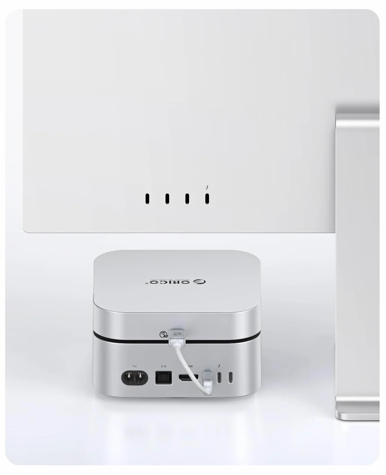 ORICO Minimate Mac mini M4 SSD 4 TB pamięci, zewnętrzne rozszerzenie SSD do Mac mini M4/M4 Pro, zewnętrzny dysk SSD NVMe (niewymienny) do 40 Gb/s (3800 MB/s) – srebrny