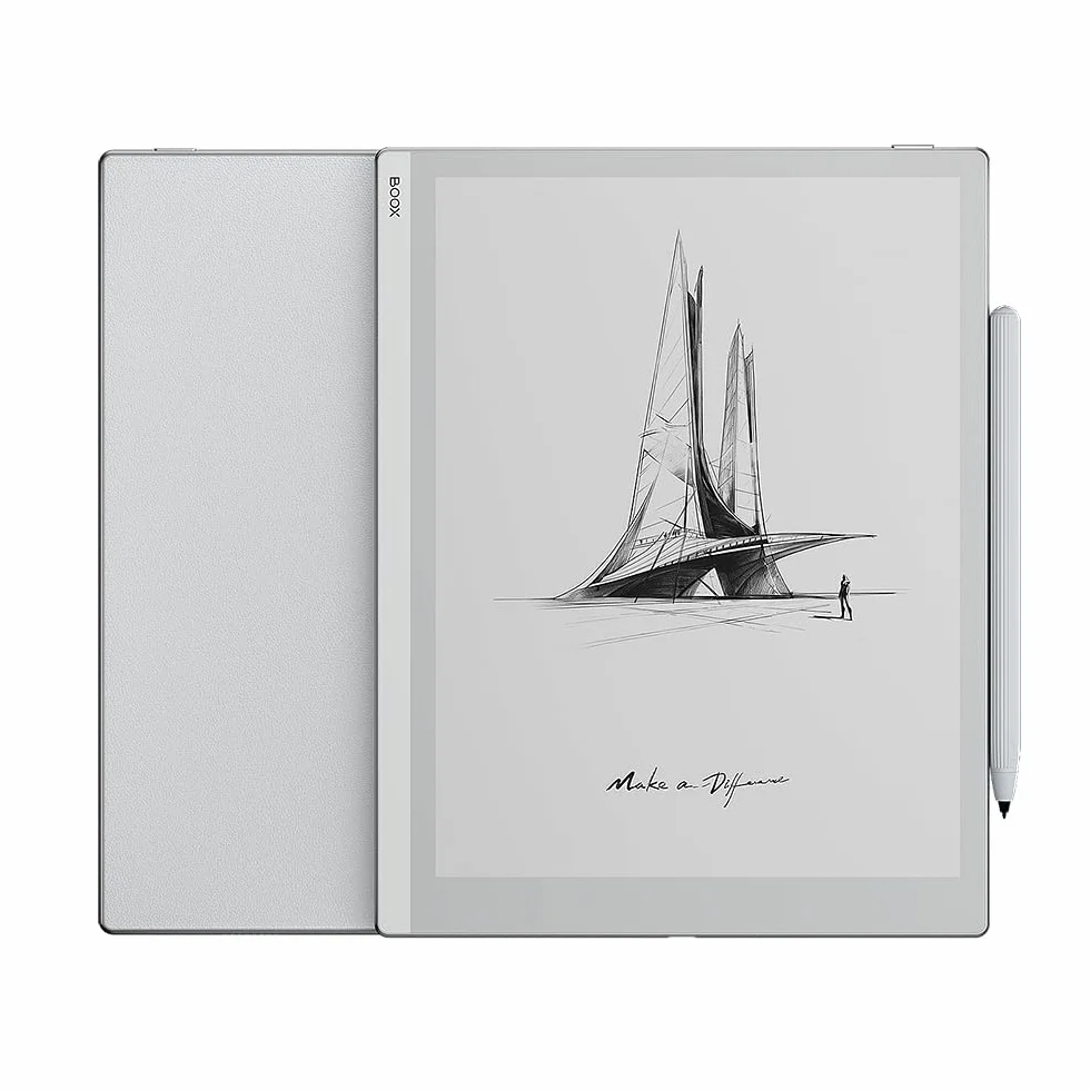 Boox Go E-Ink tablet o przek?tnej 10,3", niewielka waga, wy?wietlacz ePaper w skali szaro?ci, ty? ze skóry PU, wzór notatnika