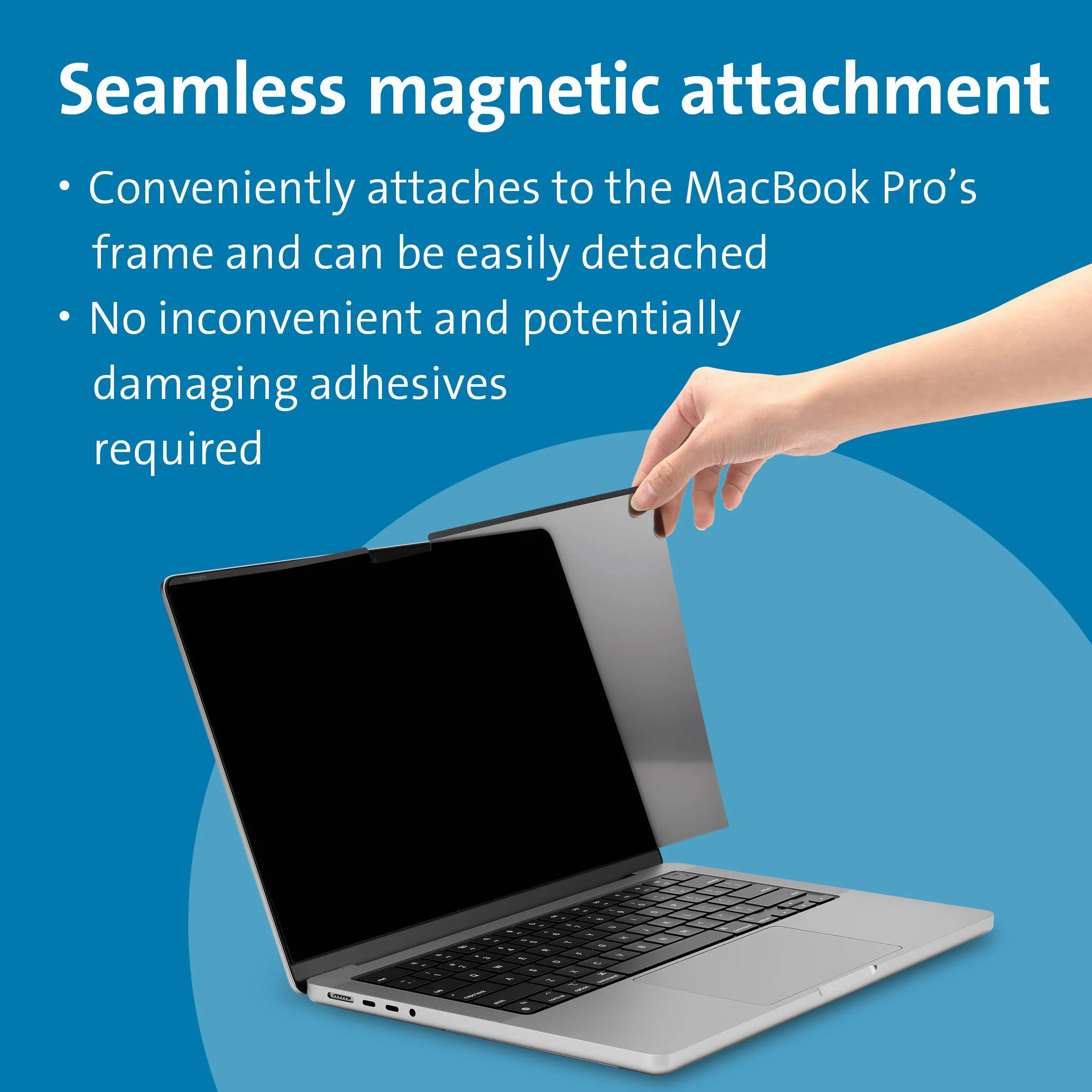Kensington, Magnetyczny filtr prywatyzujący MagPro Elite do MacBooka Pro 16 cali (2021), przeciwodblaskowy, redukcja niebieskiego światła, łatwy montaż, kolor czarny (K58371WW)
