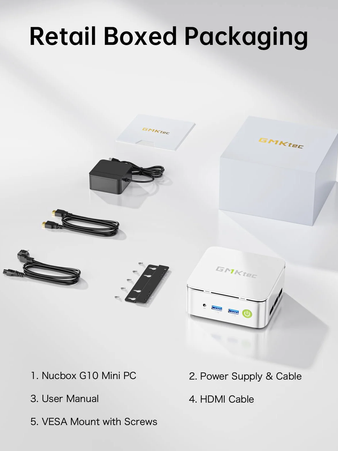 GMKtec (3-letnia AMD Ryzen 5 Mini-PC 3500U (bardziej wydajny niż 4300U/N150/N100/N95 4C/8T 4,50 GHz), G10 Mini-Komputer, 16GB DDR4 RAM 3200MHz + 512GB PCIe 3.0x4 SSD, WiFi 5/USB 3.2/USB-C/BT