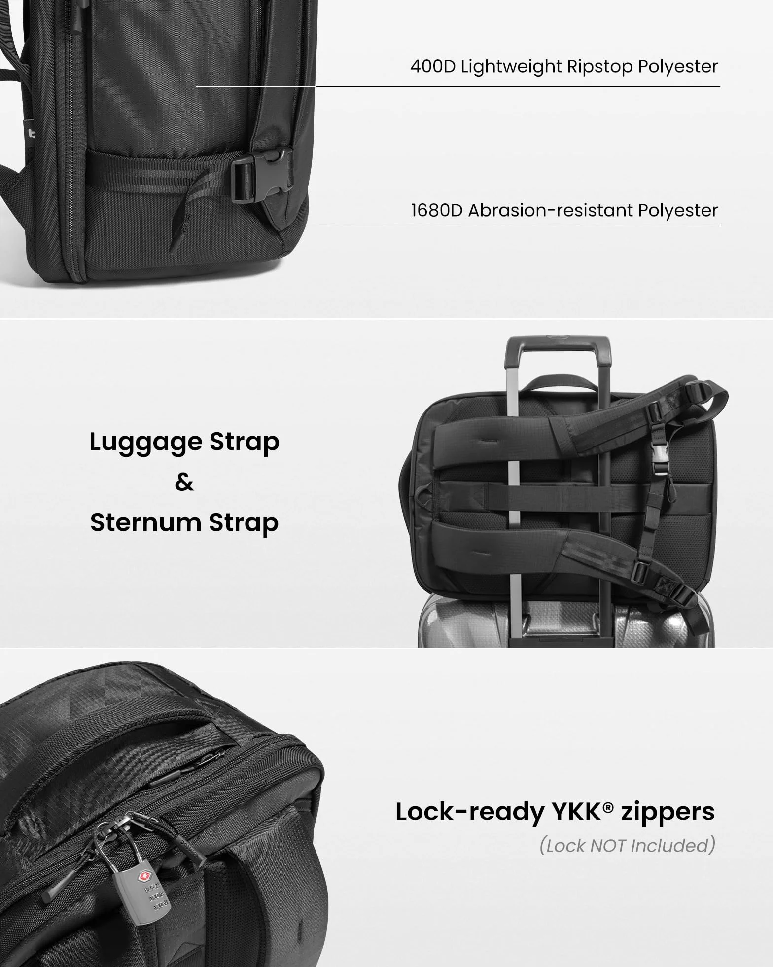tomtoc Plecak podróżny 28 l, zatwierdzony przez TSA, do użytku w kabinie Easyjet, pod siedzeniem, 45x36x20, Ryanair, 40x20x25, bagaż podręczny, wodoodporny, lekki, biznesowy, mieści laptopa 16 cali
